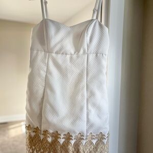 Lilly Pulitzer White and Gold Pineapple Dress